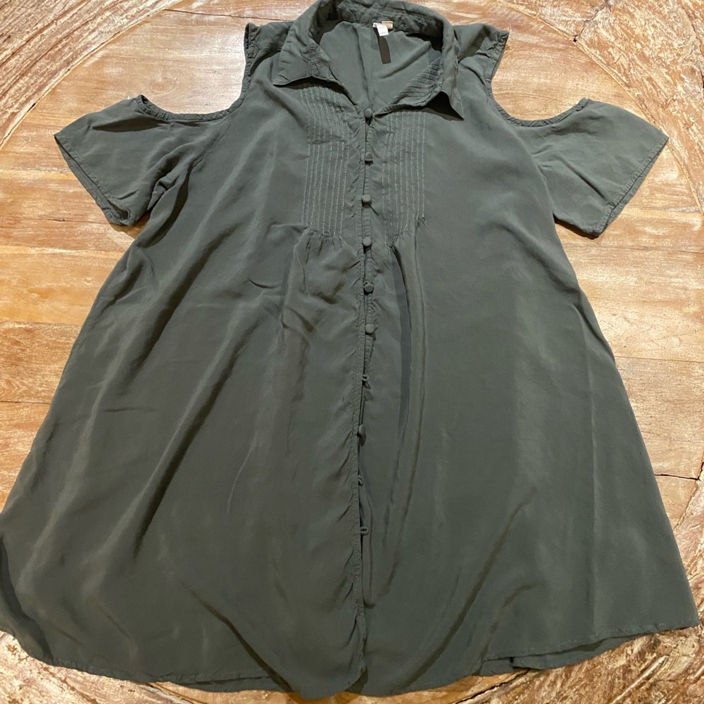 PinkBlush Maternity Olive Green Cold Shoulder Top